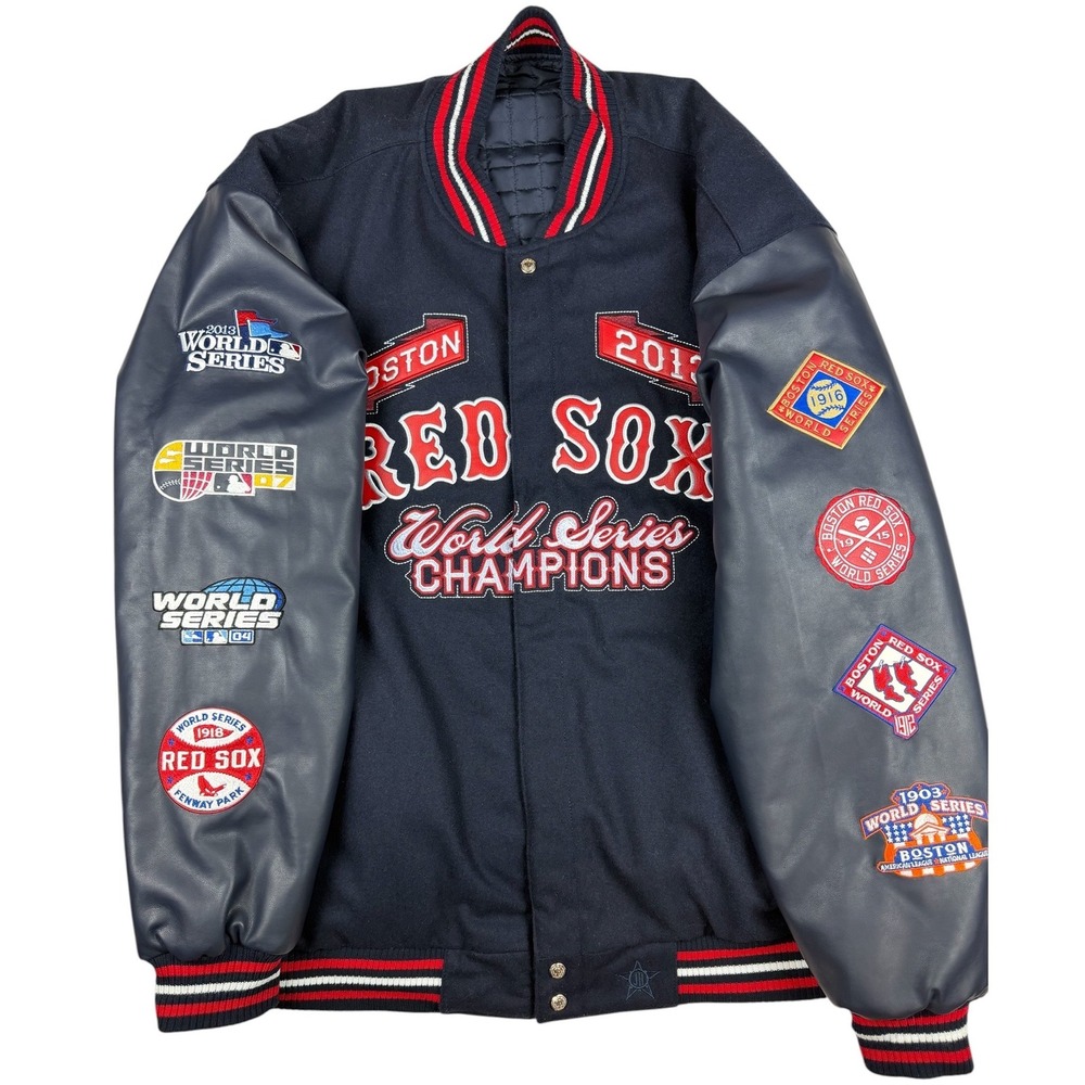 JH Design Varsity Jacket 4X Navy Red Sox 2013 World Series Reversible Sporty Fan